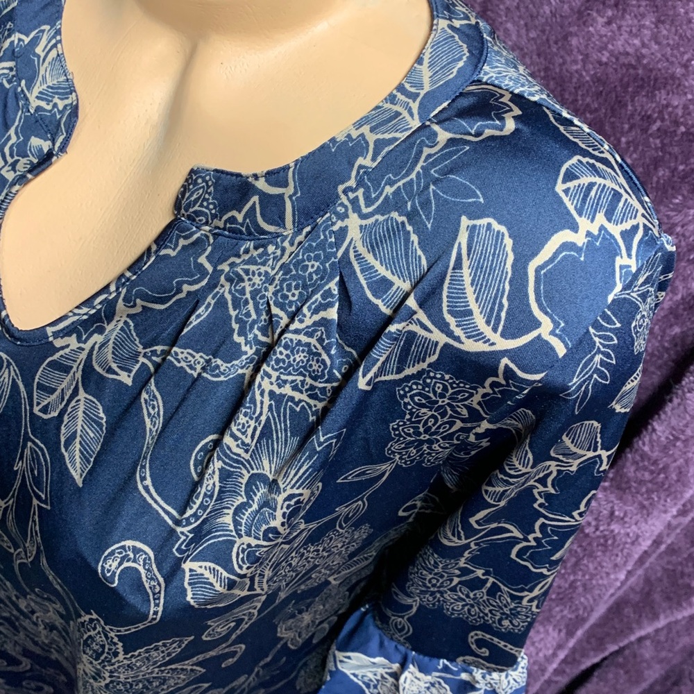 PerSeption Concept Navy Floral Blouse XL - Picture 5 of 14